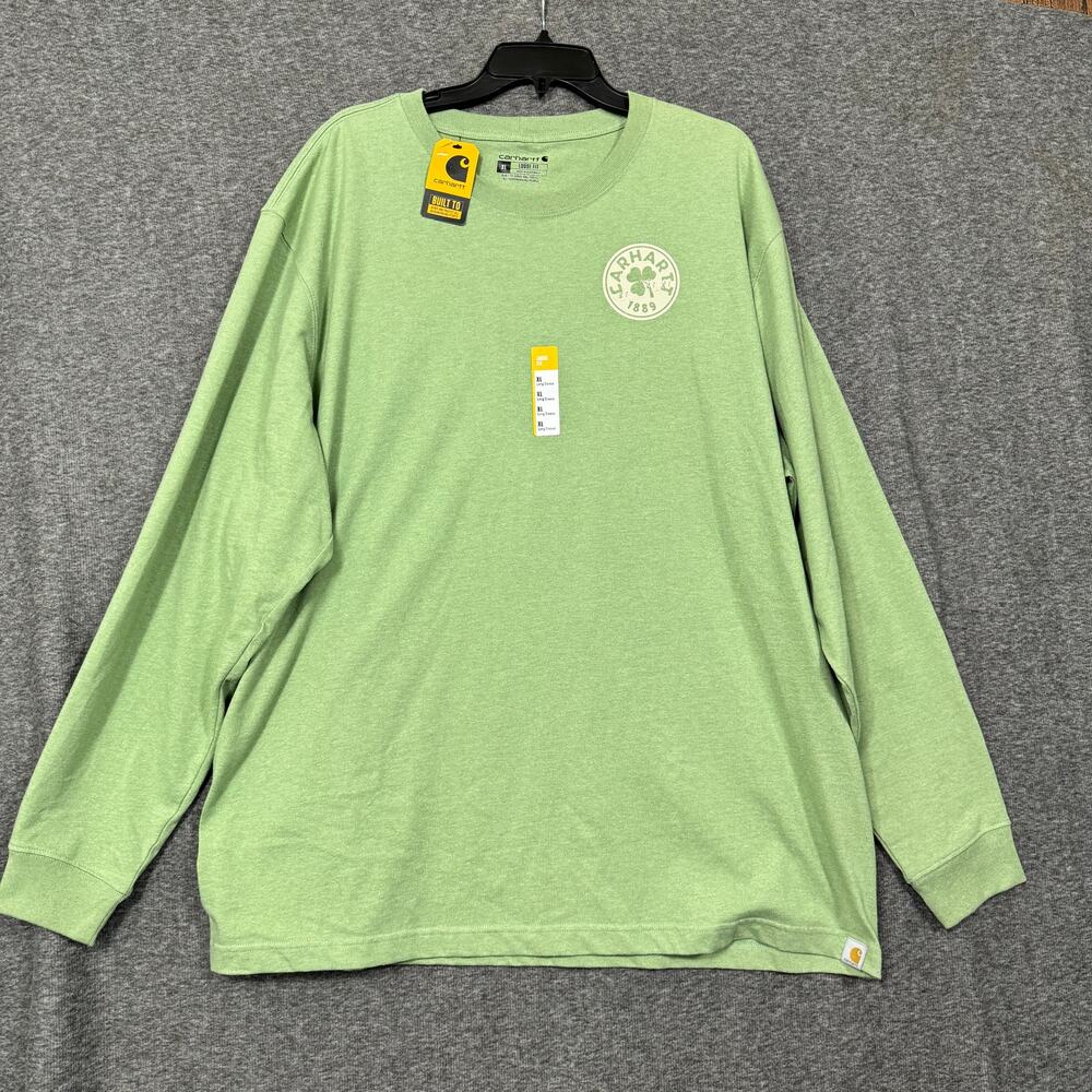Carhartt Womens Long Sleeve T-Shirt Size XL Green Loose Fit Crew Neck Pullover